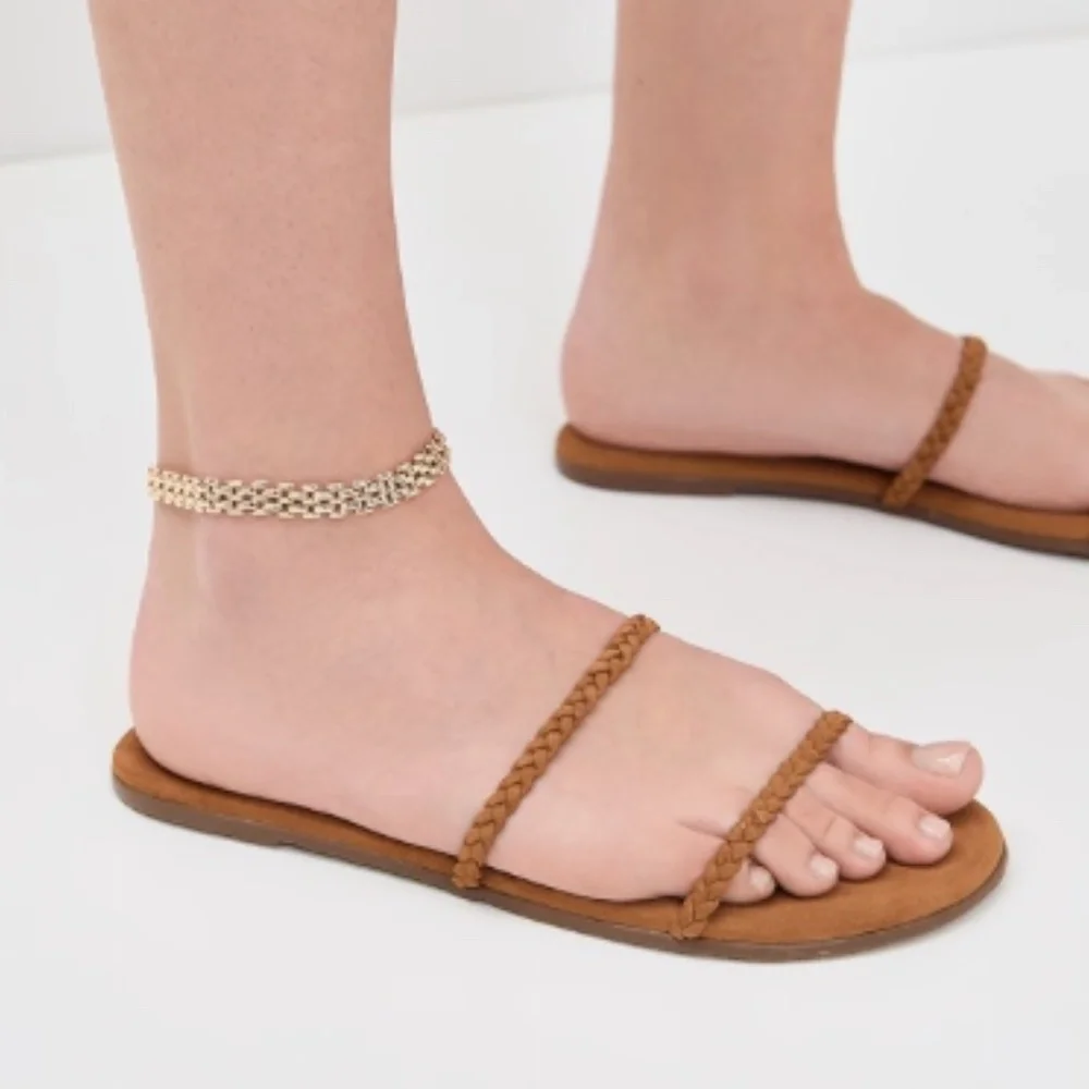 Brand New TKEES Gemma Braid Slides size 8 Camel - Picture 2 of 13